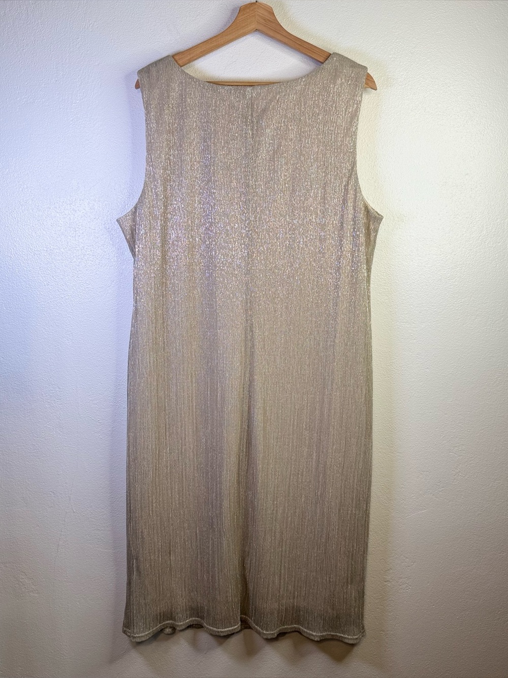 R&M Richards Sleeveless Metallic Champagne Two-Piece Dress & Jacket Set Size 18W - Picture 9 of 16